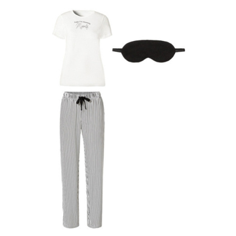 esmara® Dámske pyžamo, 3-dielna súprava (biela/čierna)