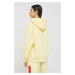 Bavlnená mikina Fila dámska, žltá farba, s kapucňou, jednofarebná