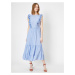 Koton Women's Blue Ruffle Detailed Maxi Dress