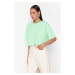 Trendyol Premium Mint 100% Cotton Basic Crop Knitted T-Shirt