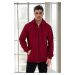 94090 Dewberry Kangaroo Pocket Hooded Zipper Mens Sweatshirt-BURGUNDY