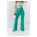 Elegant green women's trousers with flared legs