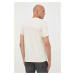 Bavlnené tričko Guess béžová farba, s potlačou