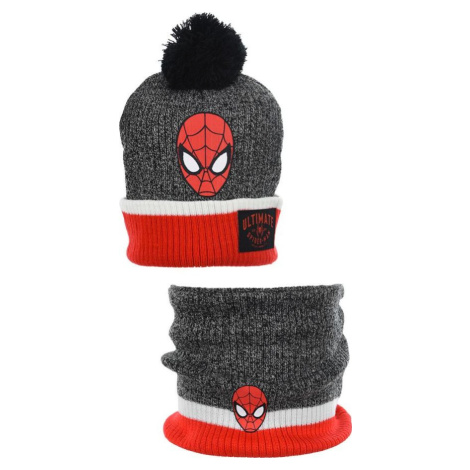 Marvel Spider-Man sivo-červená pletená čepice s nákrčníkem