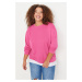 Trendyol Curve Fuchsia Bottom T-Shirt Pull-out Look Thin Knitted Sweatshirt