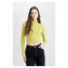 DEFACTO Coool Fitted Turtleneck Ribbed Camisole Basic Plain Long Sleeve T-Shirt