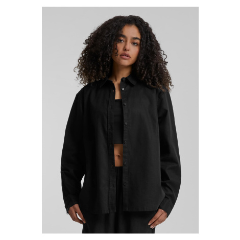 Women's linen mixed oversized shirt black