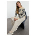 Trendyol Stone Soft Texture Floral Knit Sweater