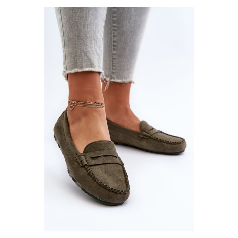 Classic Women's Suede Loafers Dark Green Glimris