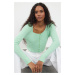 Trendyol Mint Crop Square Collar Knitwear Cardigan