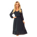 Chiffon midi dress with a neckline and ruffle Numoco