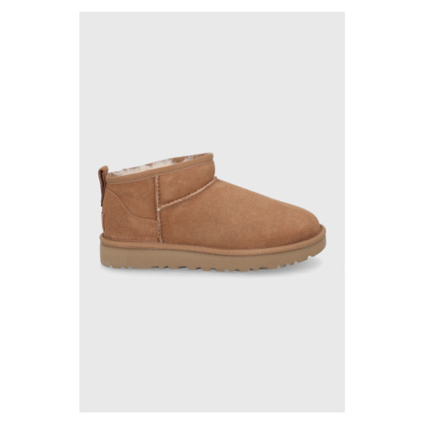 Semišové snehule UGG Classic Ultra Mini hnedá farba