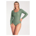 OLIVOVÉ DÁMSKE BODY S VÝSTRIHOM M1037 OLIVE