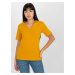 Dark yellow women's basic T-shirt with V-neck