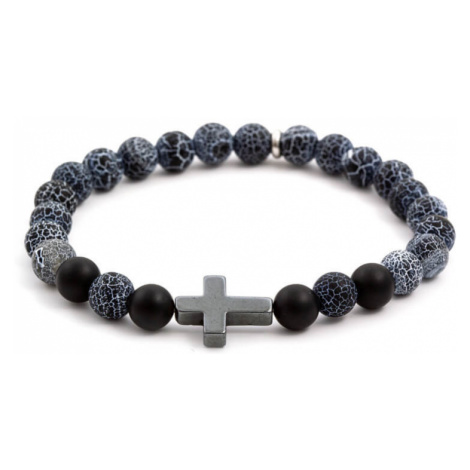 Agato Obrúbený náramok z achátu a hematitu MINK60 19 cm