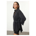 Trendyol Anthracite Oversize Tied Denim Shirt