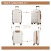 Súprava 3 cestovných kufrov Kono Elegant - béžovo-hnedá - PP - 50 L / 77 L / 110 L
