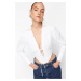 Trendyol X Zeynep Tosun White Tie Detailed Underwire Poplin Shirt