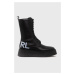 Kožené členkové topánky Karl Lagerfeld Zephyr ZEPHYR dámske, čierna farba, na platforme
