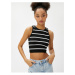 Koton Crop Ribbed Undershirt Basic Halter Neck