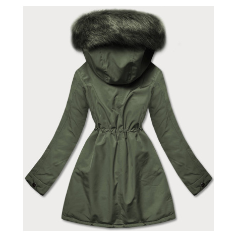 Teplá dámska obojstranná zimná bunda v khaki farbe (W610BIG) MHM