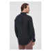 Ľanová košeľa Polo Ralph Lauren pánska, tmavomodrá farba, slim, s golierom button-down