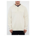 Trendyol Beige Zipper and Stitch Detail Oversize/Wide Pattern Fleece/Warm Sweatshirt