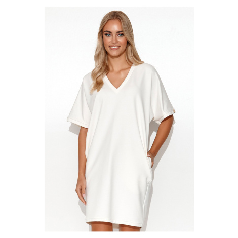 Mikinové šaty typu kimono Makadamia M778 - Ecru Ecru