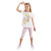 Denokids Ballerina Animals Ruffle Polka Dot Girl's Summer T-shirt Tights Set