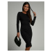 Basic black ribbed dress with long sleeves