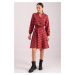 armonika Women's Red V-Neck Elastic Waist Plaid Pattern Flared Dress