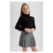 DEFACTO Girls Turtleneck Black Sweater