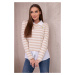 Striped cotton blouse with collar light beige+dark beige