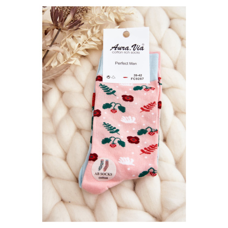Men's mismatched socks, strawberry pink