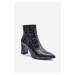 Leather patented ankle boots with S high heels. Barski Navy Blue