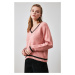Trendyol Knitwear Sweater with Rose Dry Contrast Collar DetailING