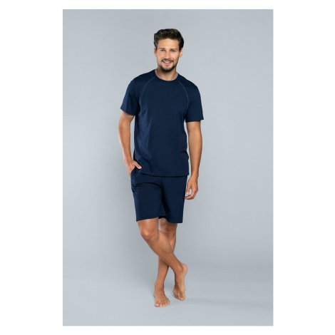 Men's pyjamas Niko, short sleeves, 1/2 pants - dark blue Italian Fashion