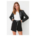 Trendyol Black Staple Detail Woven Shorts Skirt