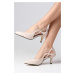 Mio Gusto Violetta Beige Color Short Heels Women's Shoes