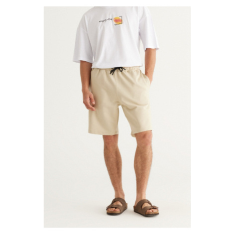 AC&Co / Altınyıldız Classics Men's Beige Standard Fit Normal Cut Cotton Flexible Knitted Shorts