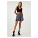 Happiness İstanbul Women's Smoky Pleated Mini Woven Skirt