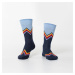 Men's dark blue socks with colorful zigzags