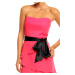 Spoločenské šaty korzetové značkové MAYAADI s mašľou a sukňou s volánmi ružové - Ružová - MAYAAD