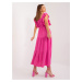 Dark pink dress with ruffles and elastic waistband