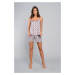 Bamboo women's pyjamas with narrow straps, shorts - print