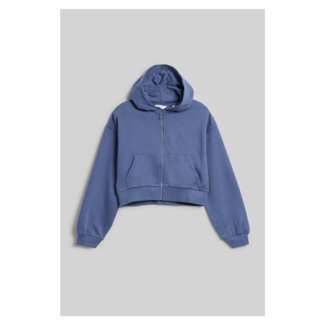 MIKINA GANT CROPPED SCRIPT LOGO ZIP HOODIE WASHED BLUE