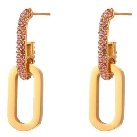 Puzetové Náušnice z chirurgickej ocele Ashley Ružové