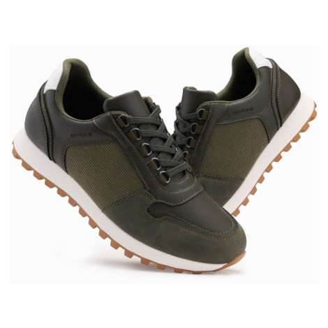 Ombre Patchwork men's sneaker shoes in combined materials - dark olive