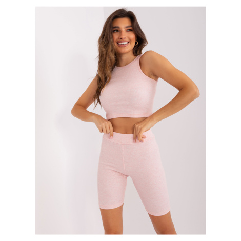 SVETLORUŽOVÝ TROJDIELNY KOMPLET ŠORTIEK, CROP TOPU A MIKINY EM-KMPL-831.17-LIGHT PINK