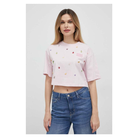 Bavlnené tričko Miss Sixty ružová farba